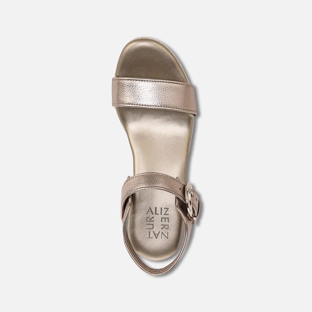 Naturalizer Stella Wedge Sandal - Warm Silver Leather