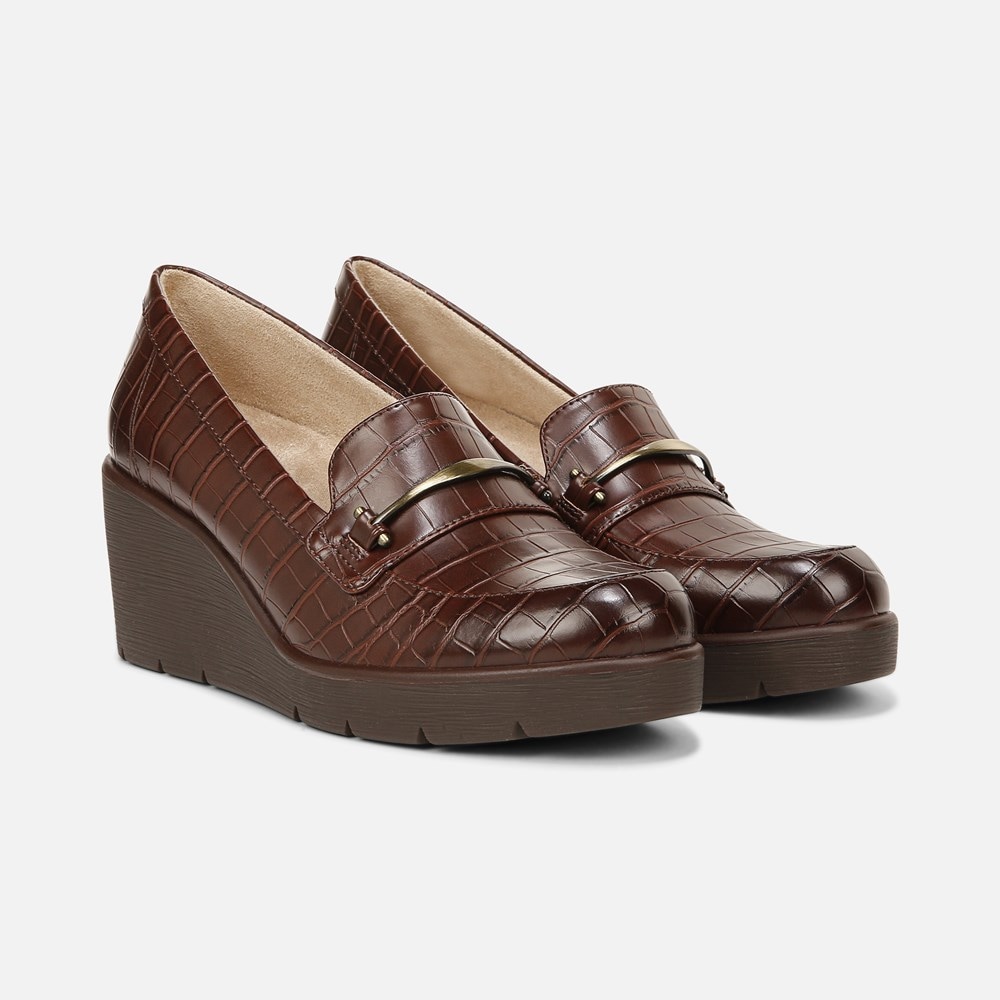 Naturalizer SOUL Achieve Wedge - Dark Brown Croco Synthetic
