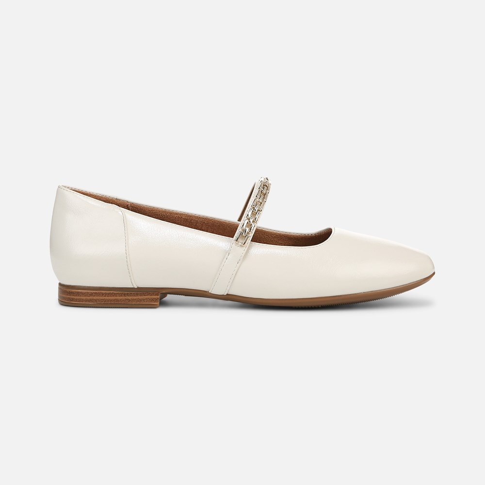 Naturalizer Kelly Chain Mary Jane Flat - Warm White Faux Leather Naturalizer Kelly Chain Mary Jane Flat - Warm White Faux Leather