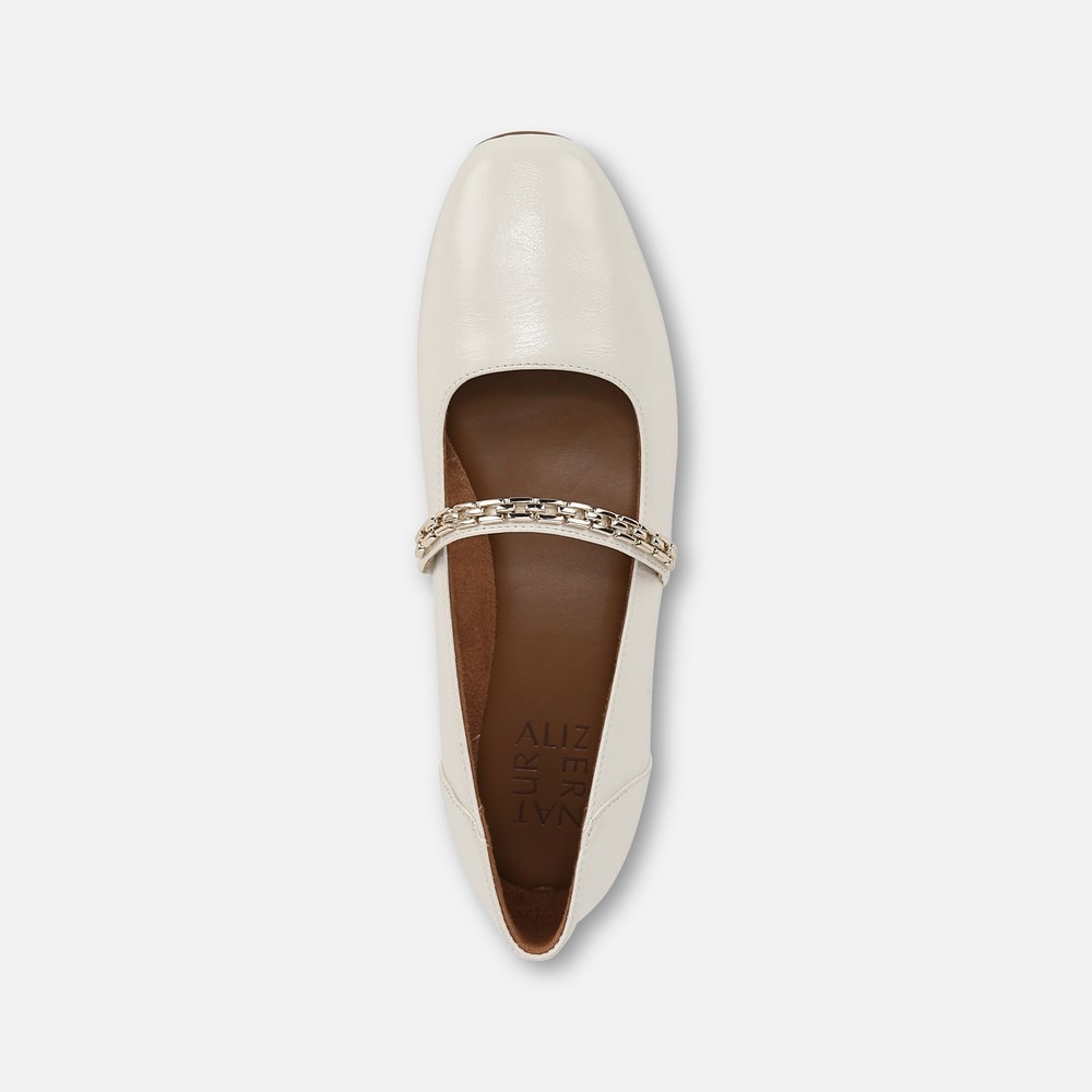 Naturalizer Kelly Chain Mary Jane Flat - Warm White Faux Leather Naturalizer Kelly Chain Mary Jane Flat - Warm White Faux Leather
