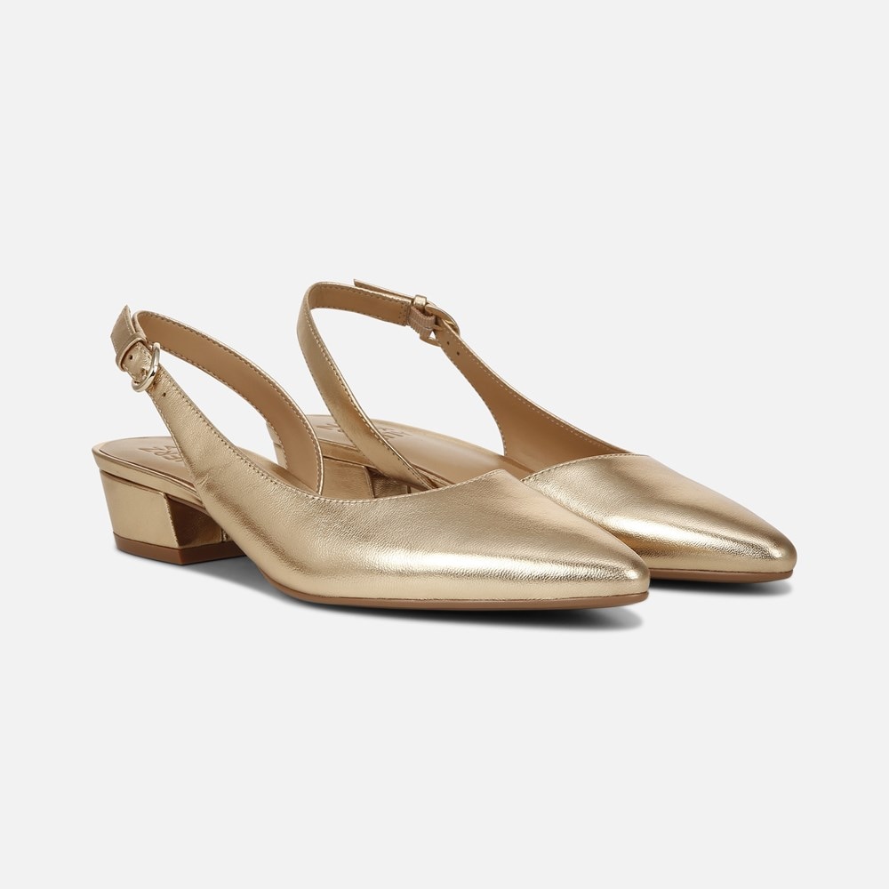 Naturalizer Banks Pointed Toe Flat - Dark Gold Leather