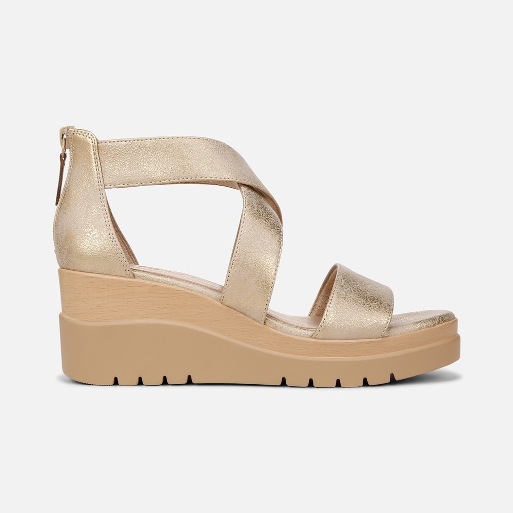 Naturalizer Soul Goodtimes Wedge Sandal - Gold Faux Leather Naturalizer Soul Goodtimes Wedge Sandal - Gold Faux Leather