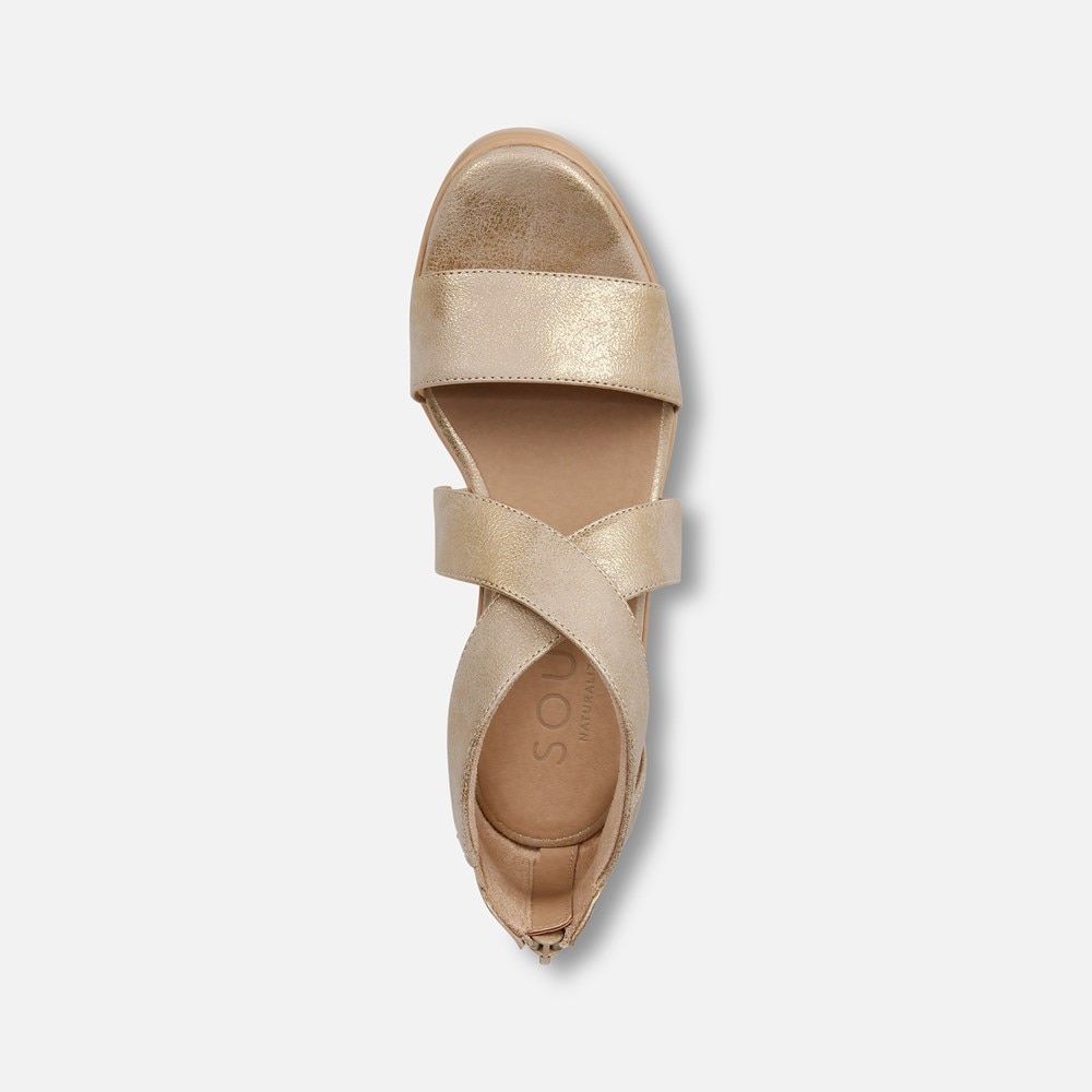 Naturalizer Soul Goodtimes Wedge Sandal - Gold Faux Leather Naturalizer Soul Goodtimes Wedge Sandal - Gold Faux Leather