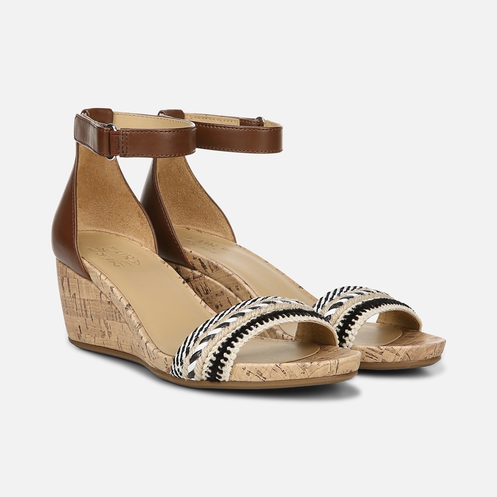 Naturalizer Areda Wedge Sandal - Multi Fabric/Tan Synthetic