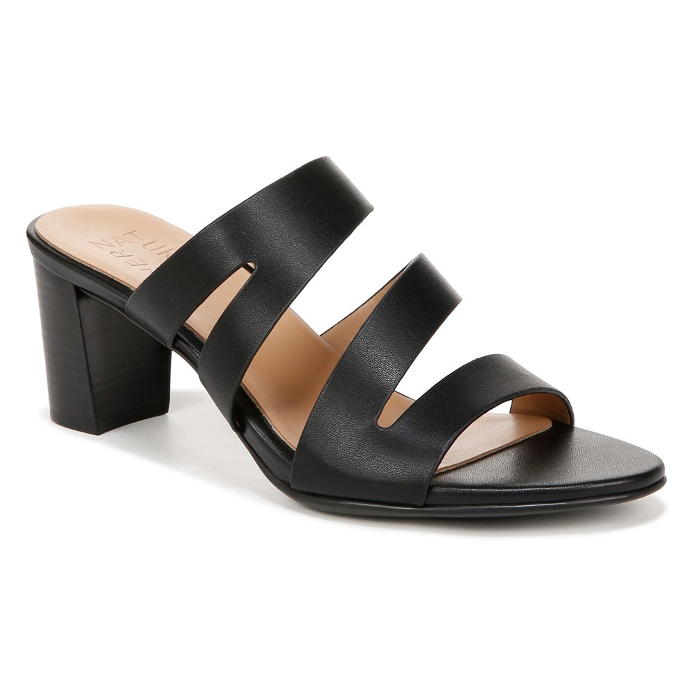 Naturalizer Beaming Slide Sandal - Black Smooth Faux Leather Naturalizer Beaming Slide Sandal - Black Smooth Faux Leather