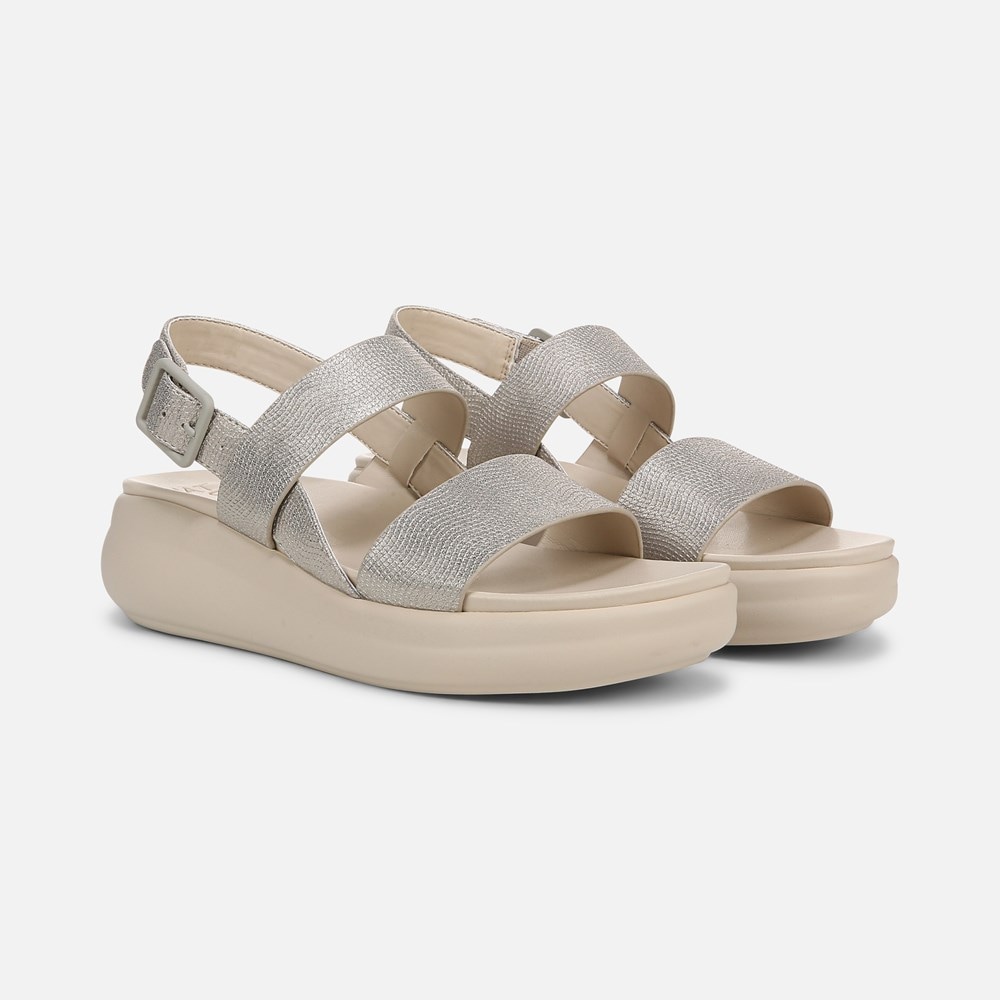 Naturalizer Coast Wedge Sandal - Warm Silver Faux Leather