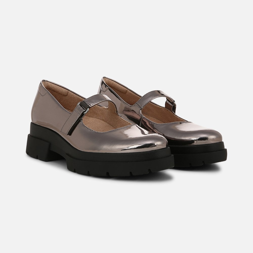 Naturalizer SOUL Olivet Mary Jane Lug Flat - Pewter Faux Leather