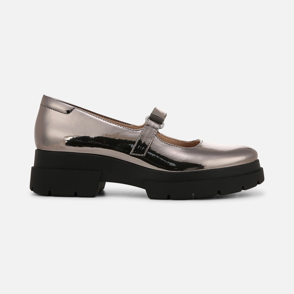 Naturalizer SOUL Olivet Mary Jane Lug Flat - Pewter Faux Leather Naturalizer SOUL Olivet Mary Jane Lug Flat - Pewter Faux Leather