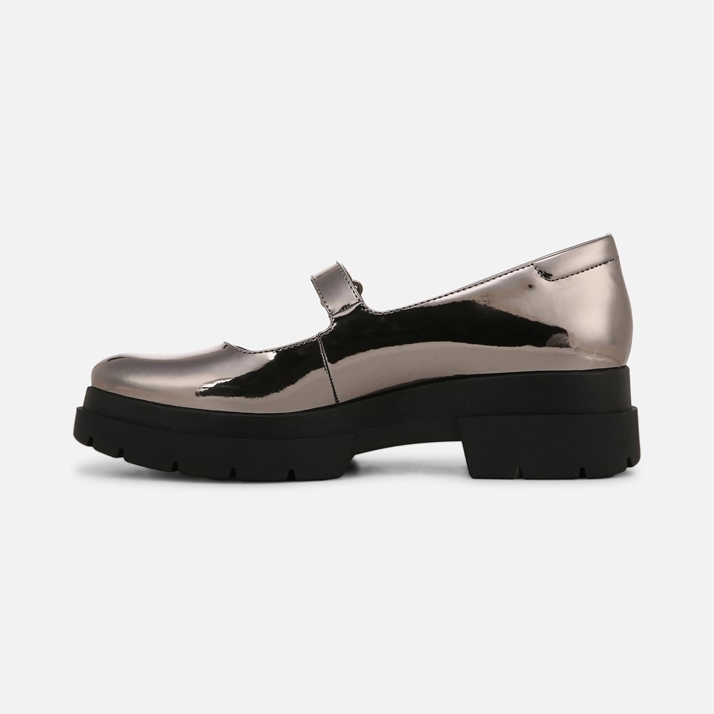 Naturalizer SOUL Olivet Mary Jane Lug Flat - Pewter Faux Leather Naturalizer SOUL Olivet Mary Jane Lug Flat - Pewter Faux Leather