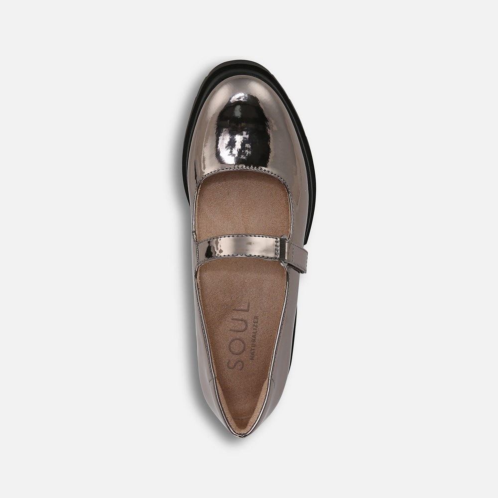 Naturalizer SOUL Olivet Mary Jane Lug Flat - Pewter Faux Leather Naturalizer SOUL Olivet Mary Jane Lug Flat - Pewter Faux Leather