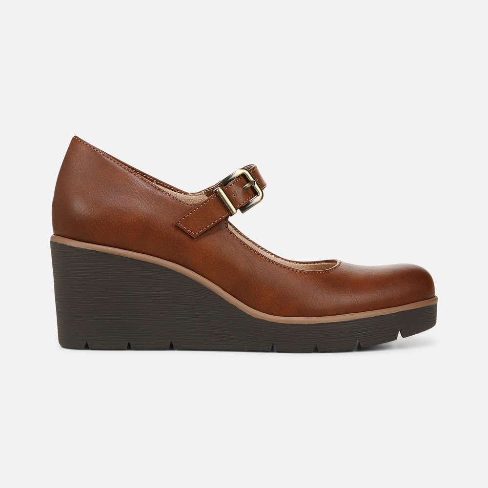 Naturalizer SOUL Adore Mary Jane Wedge - Toffee Brown Faux Leather Naturalizer SOUL Adore Mary Jane Wedge - Toffee Brown Faux Leather