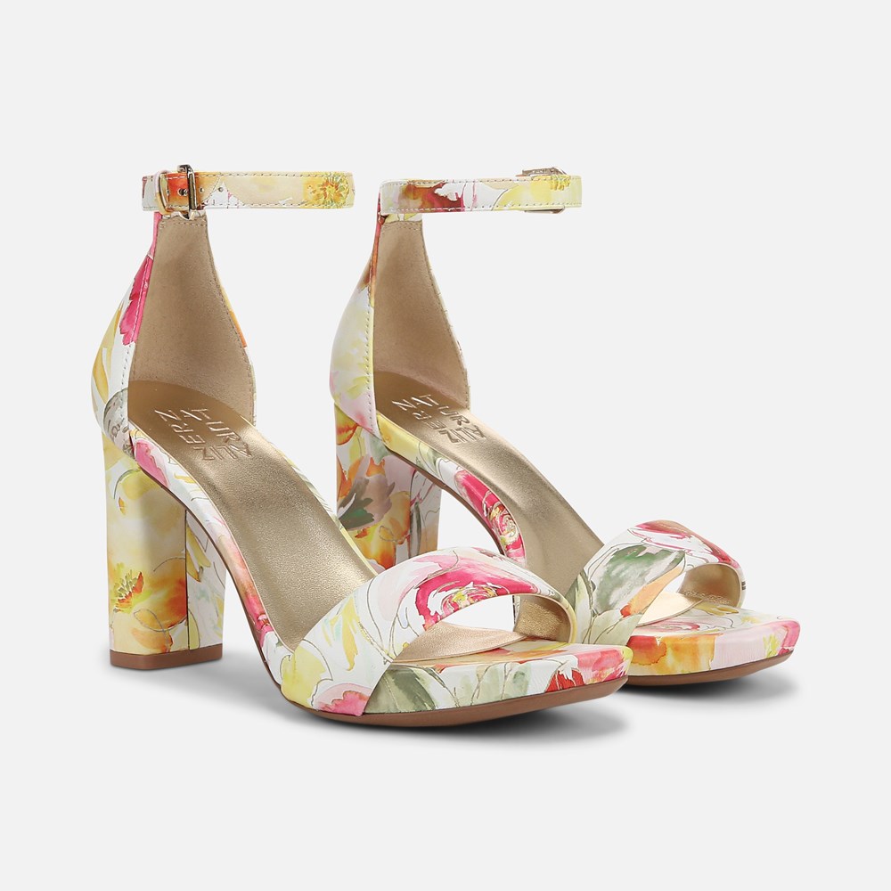 Naturalizer Joy Dress Sandal - Sunlight Yellow Floral Leather Naturalizer Joy Dress Sandal - Sunlight Yellow Floral Leather