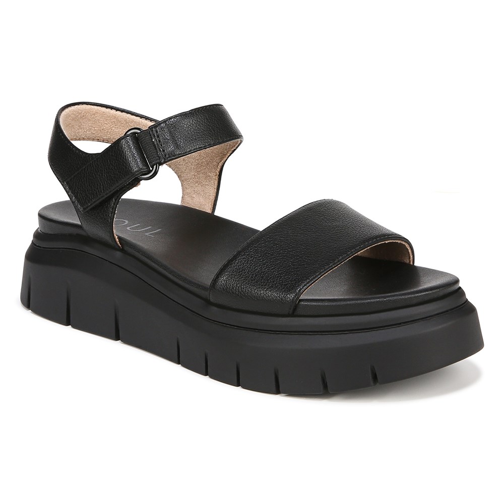 Naturalizer SOUL Poppi Wedge Sandal - Black tumbled Naturalizer SOUL Poppi Wedge Sandal - Black tumbled