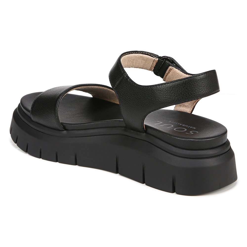 Naturalizer SOUL Poppi Wedge Sandal - Black tumbled Naturalizer SOUL Poppi Wedge Sandal - Black tumbled