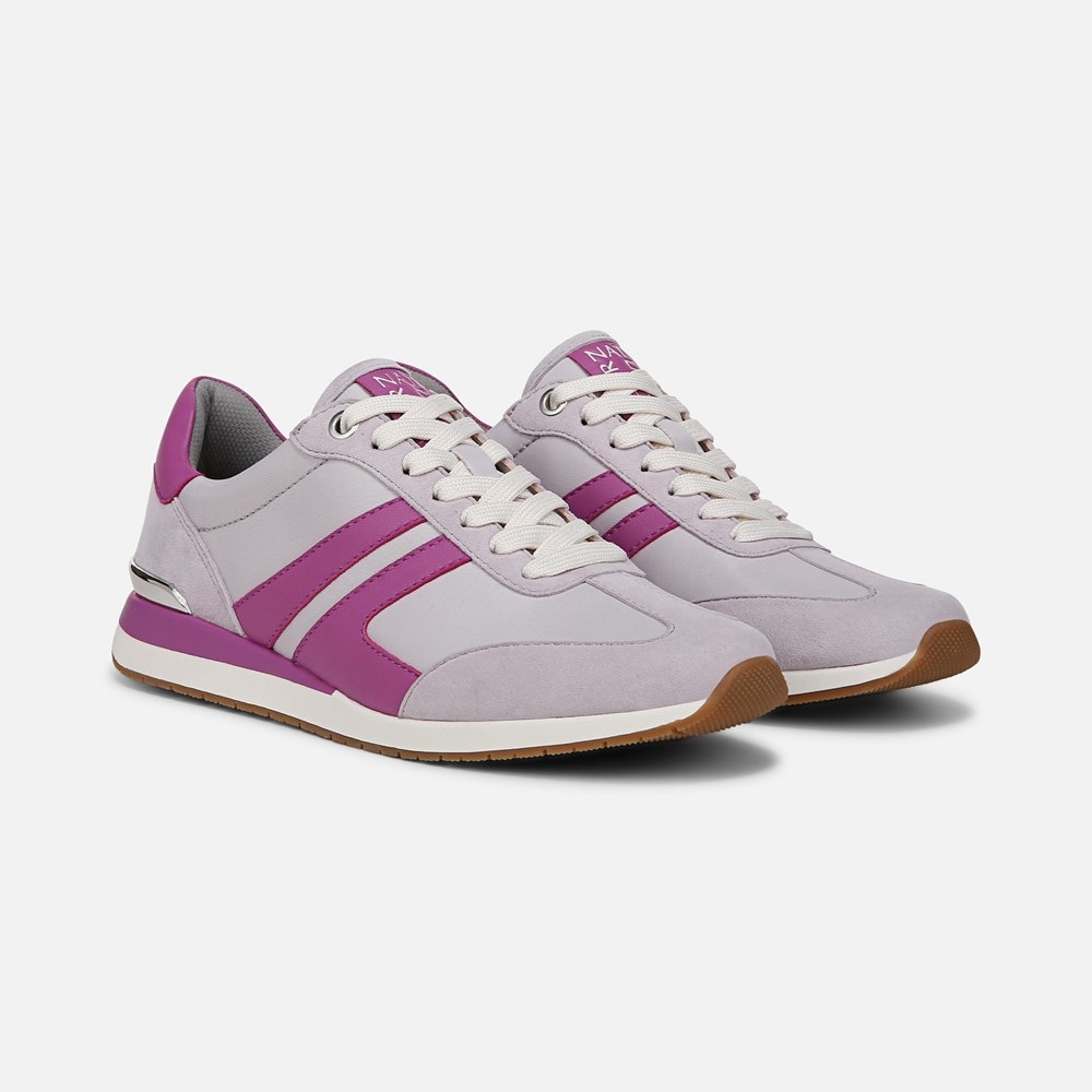 Naturalizer Lorena Lace Up Sneaker - Iced Lilac Fabric \u0026 Suede