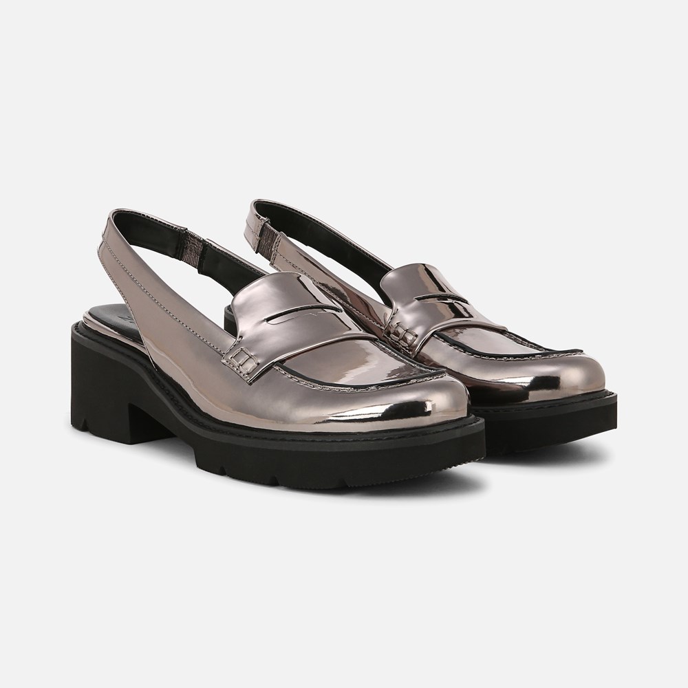 Naturalizer Darry Lug Sole Slingback Loafer - Pewter Faux Leather Naturalizer Darry Lug Sole Slingback Loafer - Pewter Faux Leather