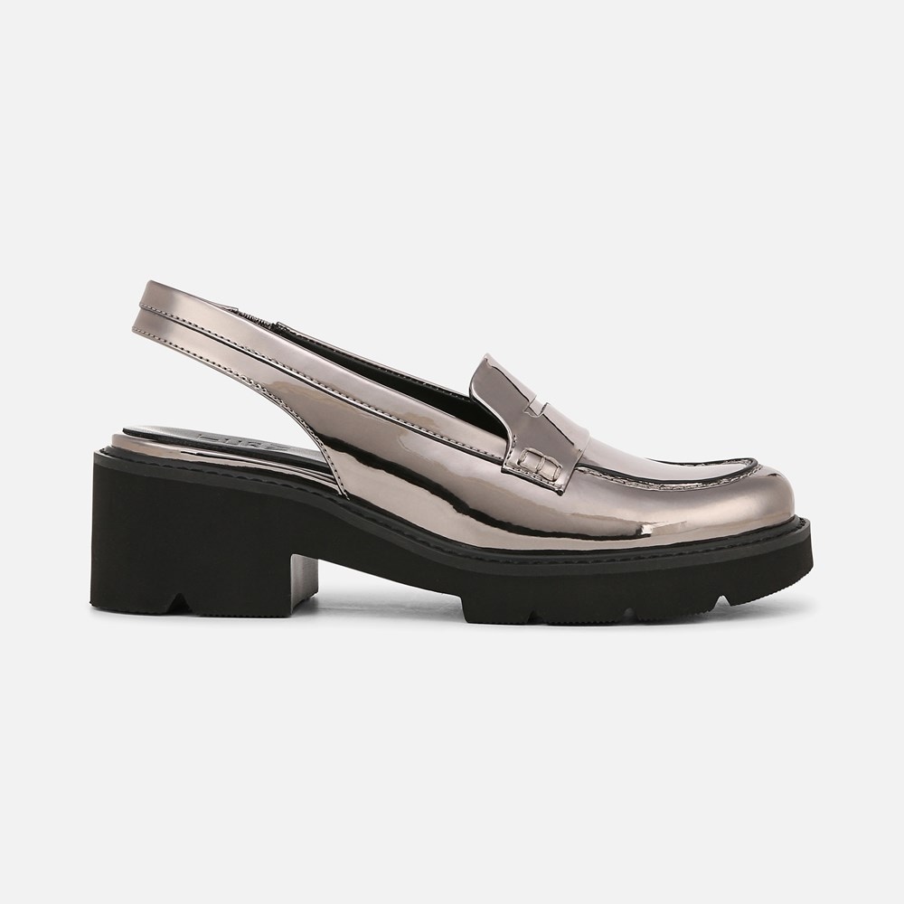 Naturalizer Darry Lug Sole Slingback Loafer - Pewter Faux Leather Naturalizer Darry Lug Sole Slingback Loafer - Pewter Faux Leather