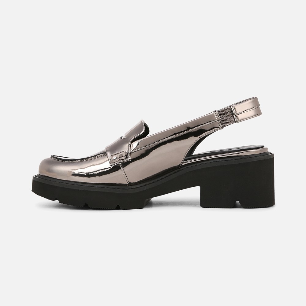 Naturalizer Darry Lug Sole Slingback Loafer - Pewter Faux Leather Naturalizer Darry Lug Sole Slingback Loafer - Pewter Faux Leather