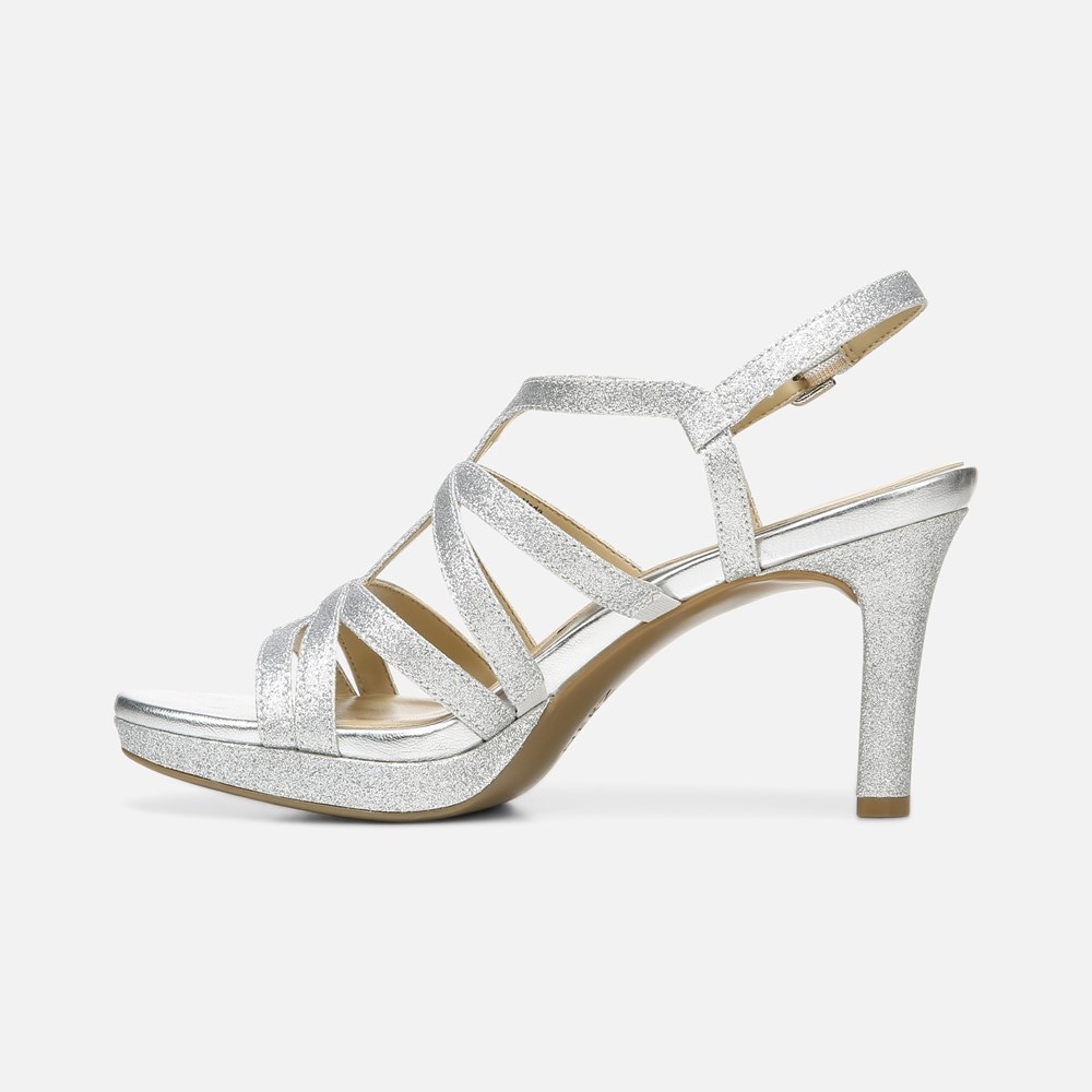 Naturalizer Baylor Dress Sandal - Silver Glitter Synthetic Naturalizer Baylor Dress Sandal - Silver Glitter Synthetic
