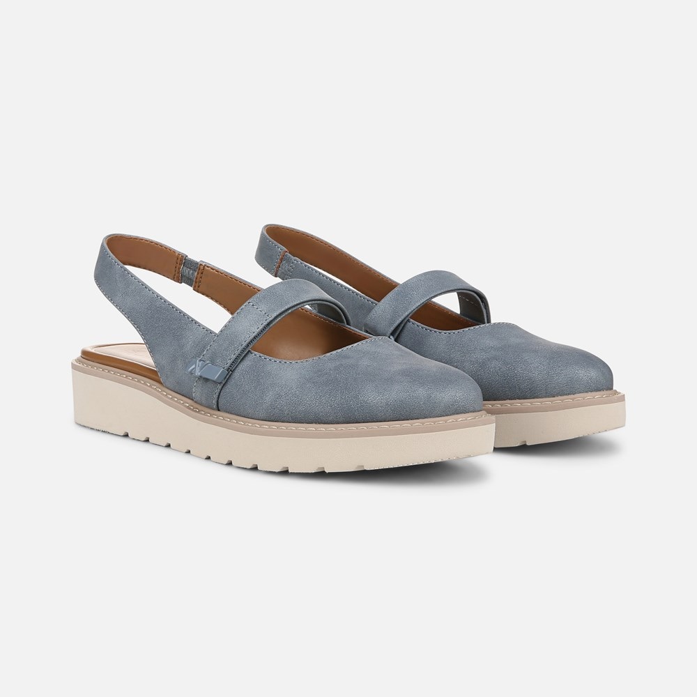 Naturalizer Edison Slingback Mary Jane - Mid Blue Faux Leather Naturalizer Edison Slingback Mary Jane - Mid Blue Faux Leather
