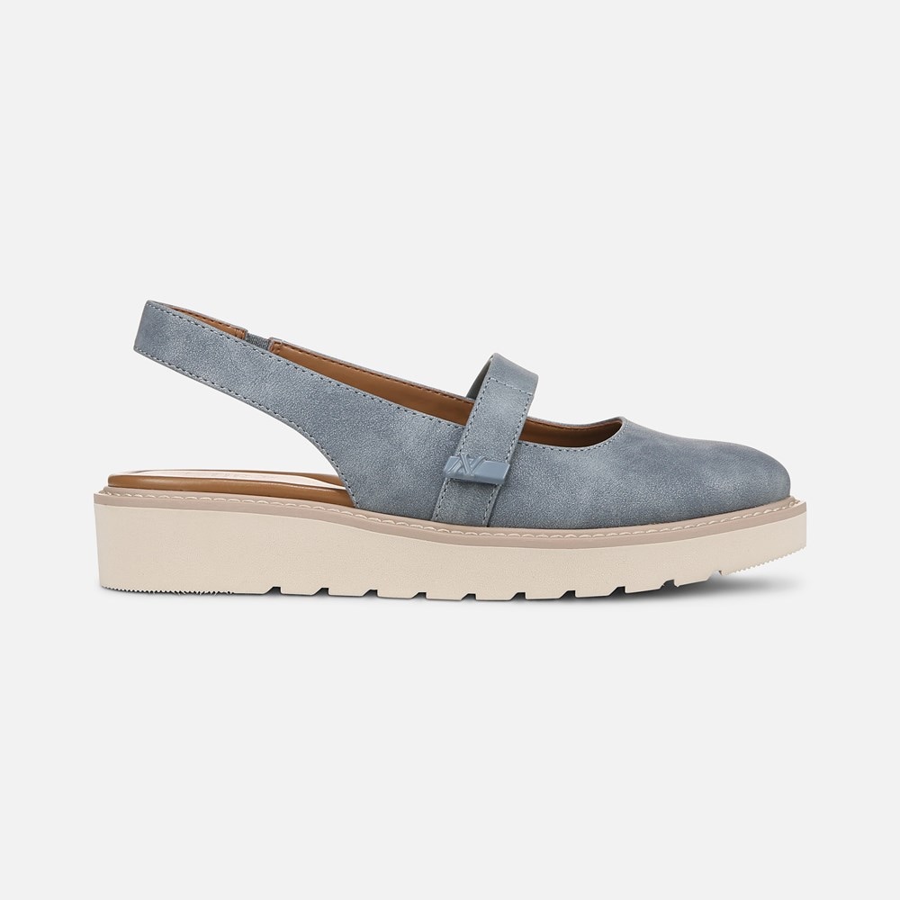 Naturalizer Edison Slingback Mary Jane - Mid Blue Faux Leather Naturalizer Edison Slingback Mary Jane - Mid Blue Faux Leather