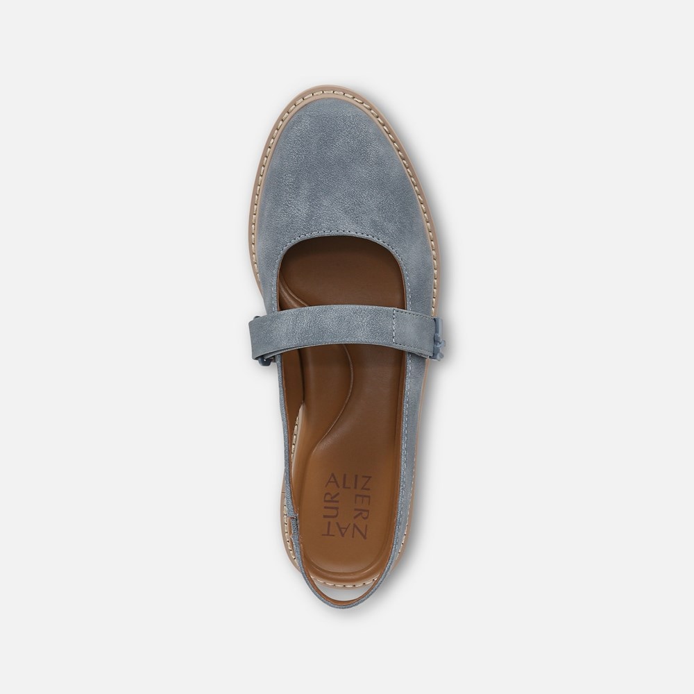 Naturalizer Edison Slingback Mary Jane - Mid Blue Faux Leather Naturalizer Edison Slingback Mary Jane - Mid Blue Faux Leather