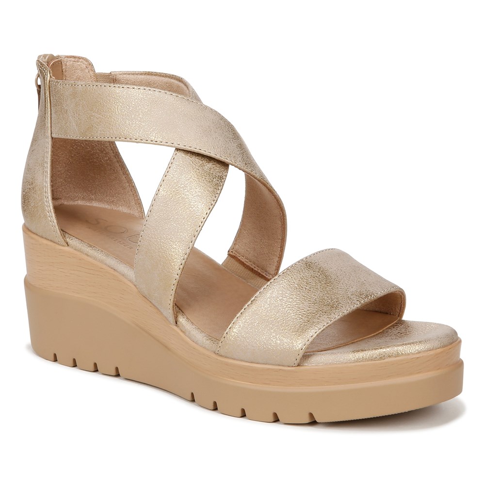 Naturalizer Soul Goodtimes Wedge Sandal - Gold Faux Leather