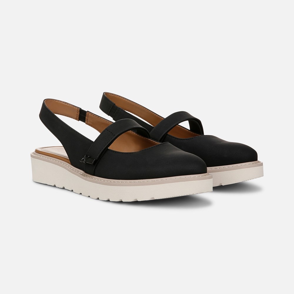 Naturalizer Edison Slingback Mary Jane - Black Faux Leather