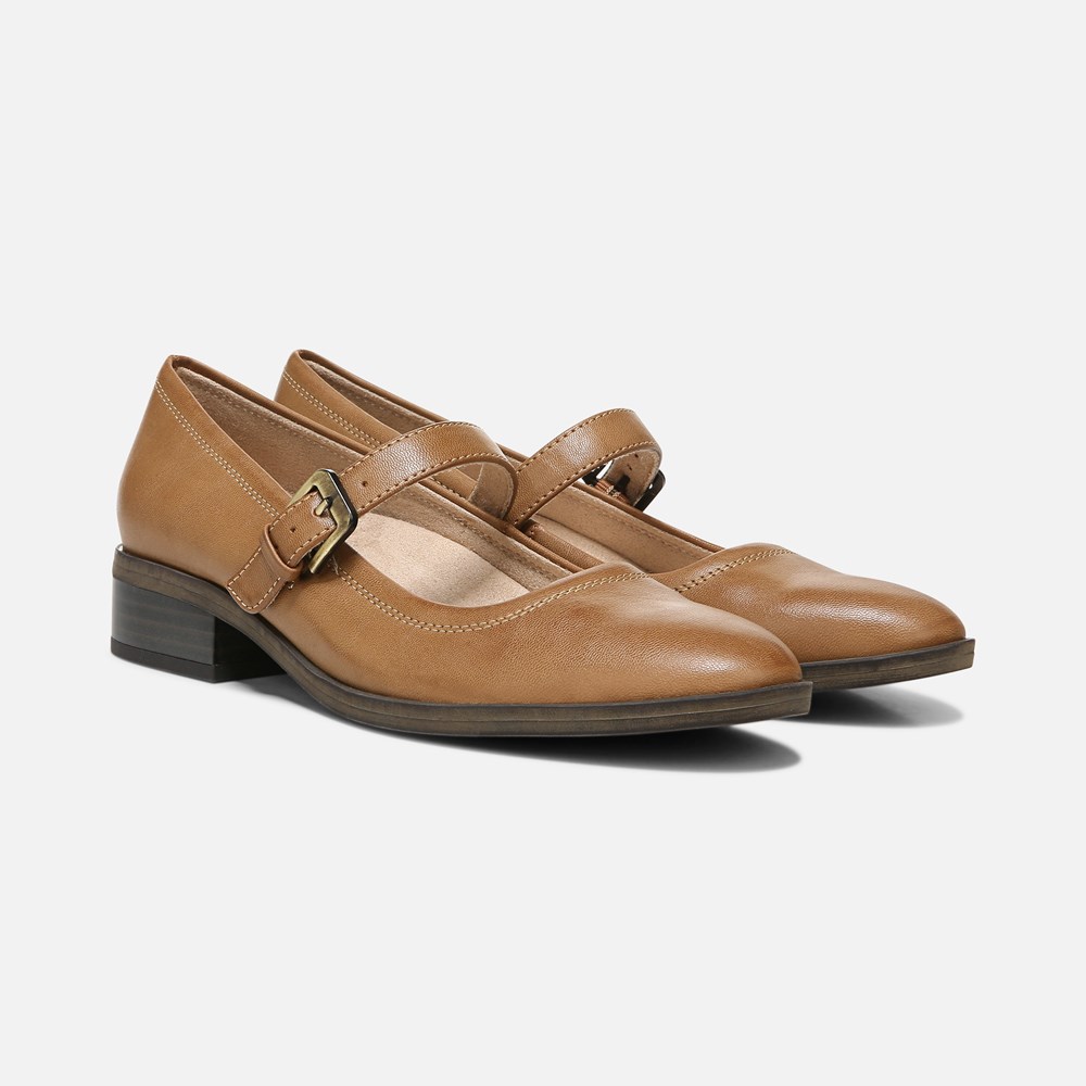 Naturalizer SOUL Ramona Mary Jane Flat - English Tea Brown Synthetic