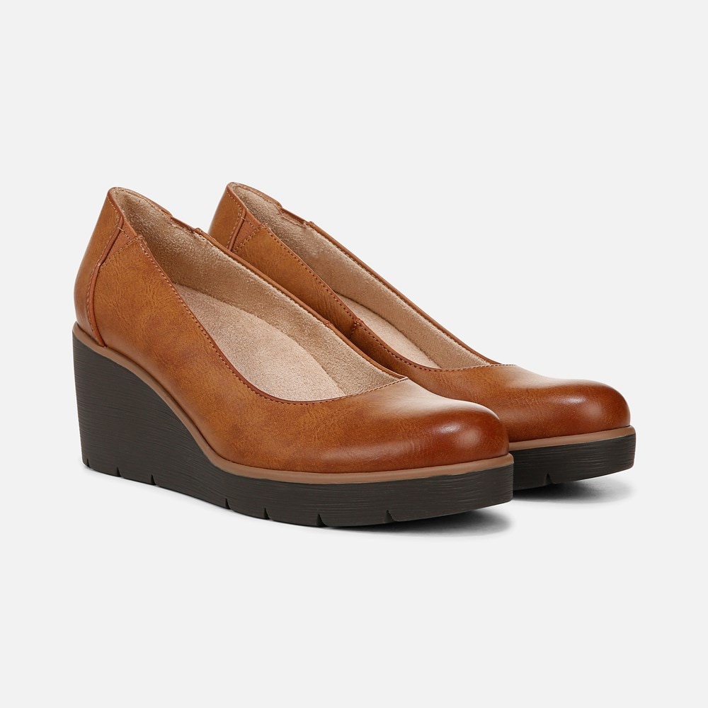 Naturalizer SOUL About Time Wedge Pump - Gingerbread Brown Faux Leather Naturalizer SOUL About Time Wedge Pump - Gingerbread Brown Faux Leather