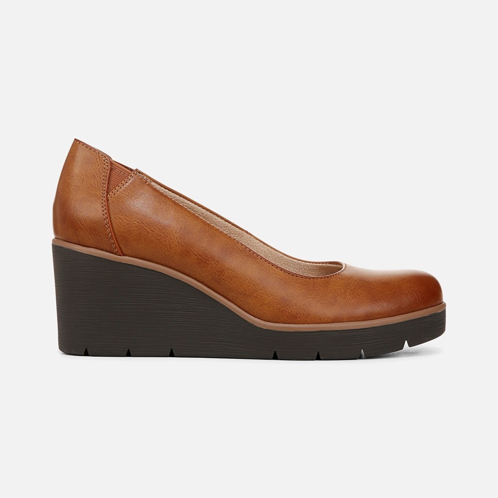 Naturalizer SOUL About Time Wedge Pump - Gingerbread Brown Faux Leather Naturalizer SOUL About Time Wedge Pump - Gingerbread Brown Faux Leather