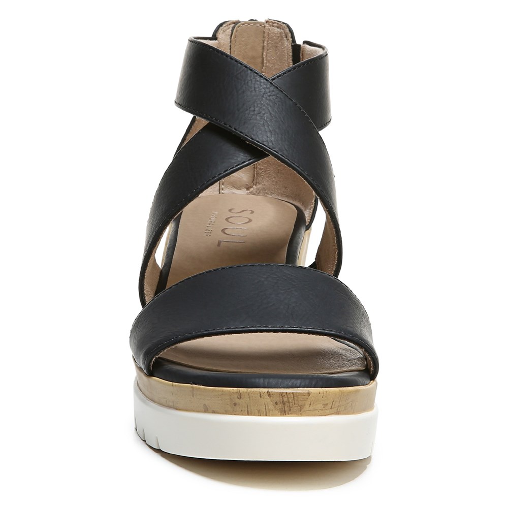 Naturalizer Soul Goodtimes Wedge Sandal - Black Synthetic Naturalizer Soul Goodtimes Wedge Sandal - Black Synthetic