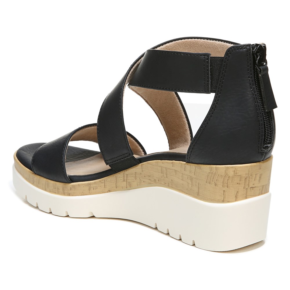 Naturalizer Soul Goodtimes Wedge Sandal - Black Synthetic Naturalizer Soul Goodtimes Wedge Sandal - Black Synthetic