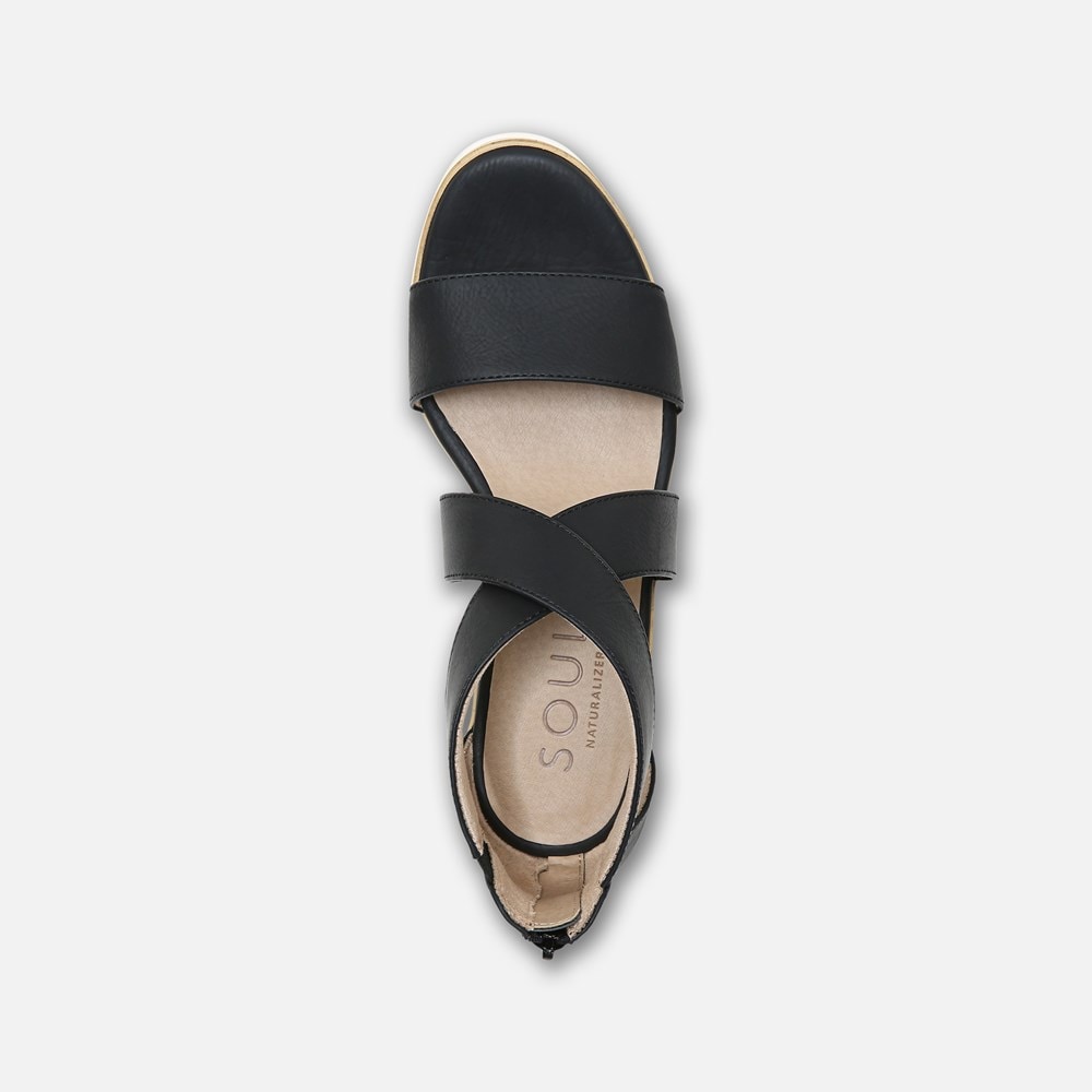 Naturalizer Soul Goodtimes Wedge Sandal - Black Synthetic Naturalizer Soul Goodtimes Wedge Sandal - Black Synthetic