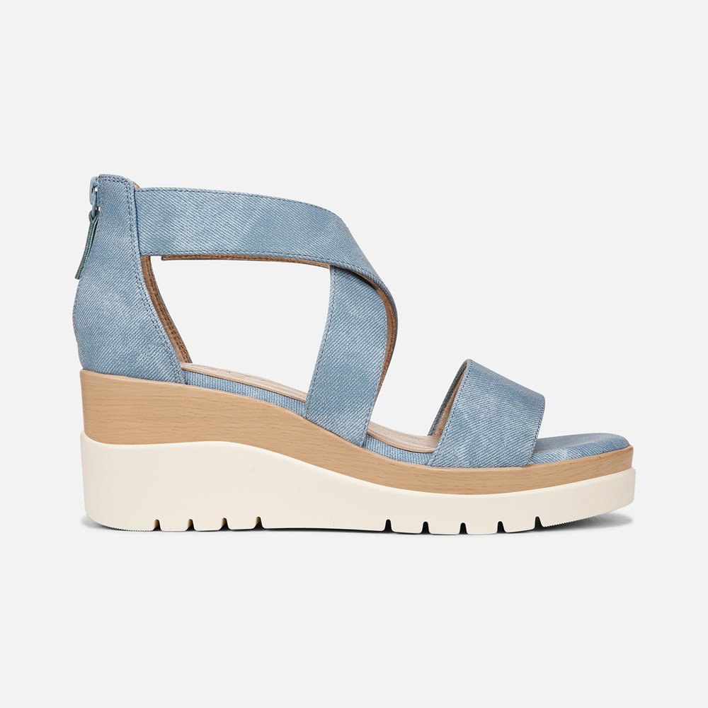 Naturalizer Soul Goodtimes Wedge Sandal - Mid Blue Fabric Naturalizer Soul Goodtimes Wedge Sandal - Mid Blue Fabric