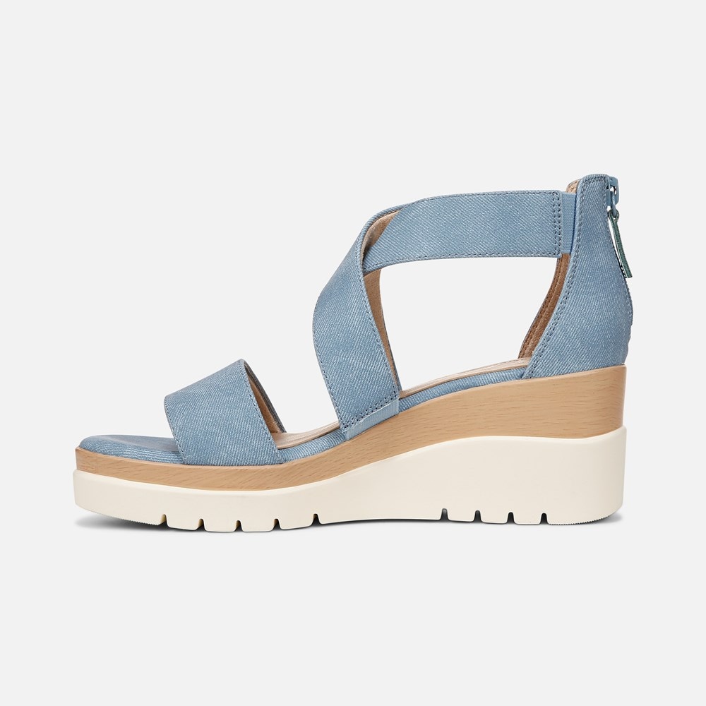 Naturalizer Soul Goodtimes Wedge Sandal - Mid Blue Fabric Naturalizer Soul Goodtimes Wedge Sandal - Mid Blue Fabric