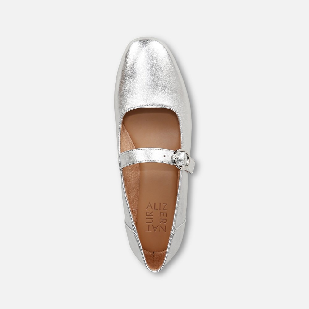 Naturalizer Kelly Mary Jane Flat - Silver Leather Naturalizer Kelly Mary Jane Flat - Silver Leather