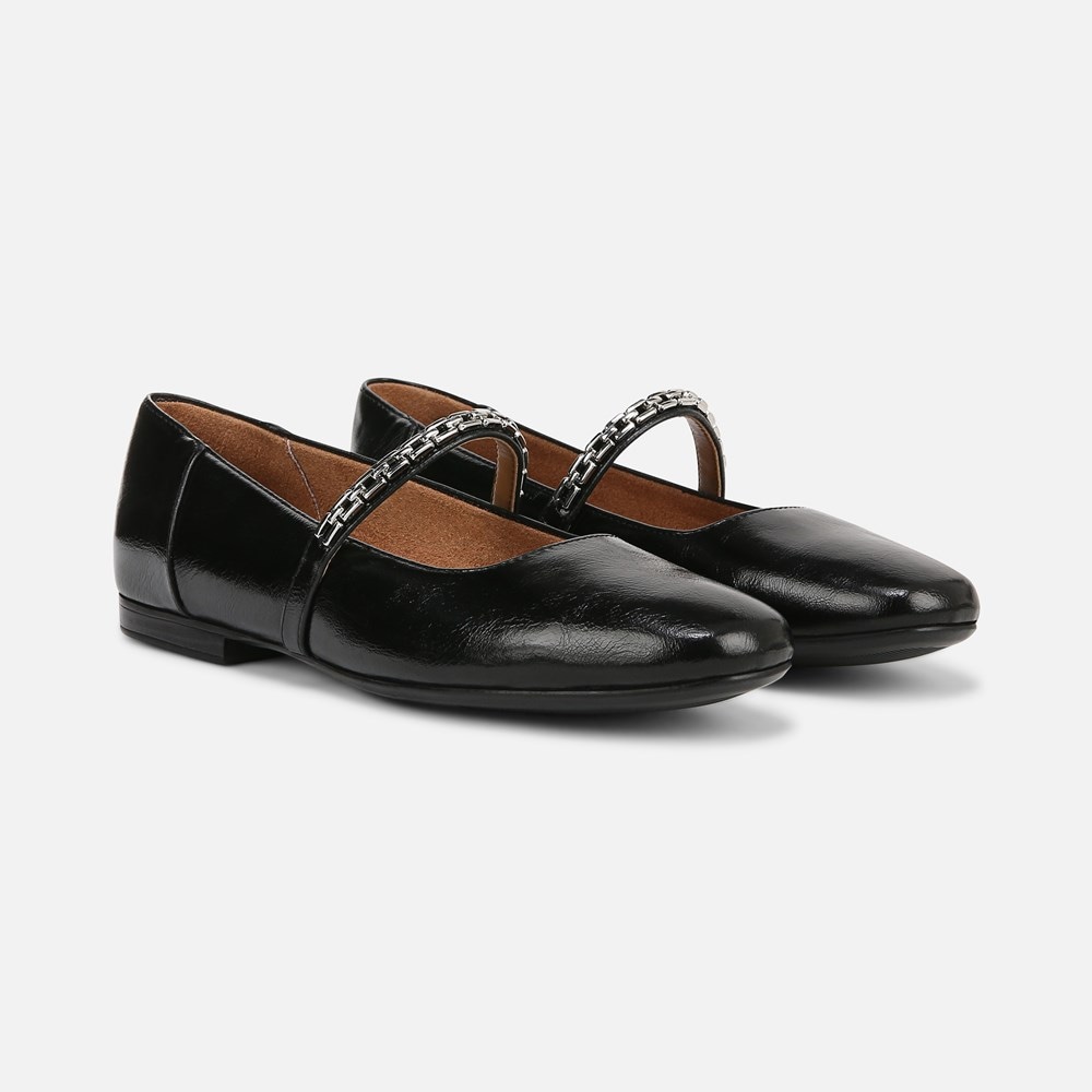 Naturalizer Kelly Chain Mary Jane Flat - Black Faux Leather Naturalizer Kelly Chain Mary Jane Flat - Black Faux Leather