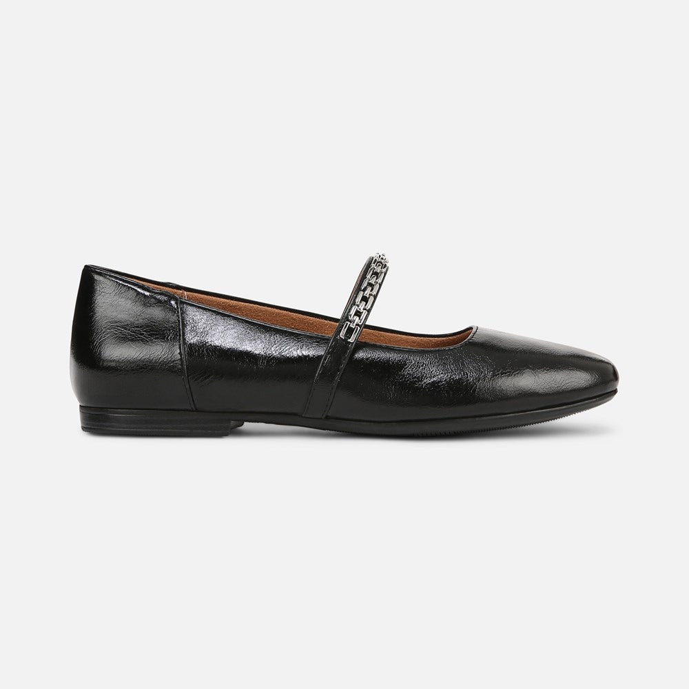 Naturalizer Kelly Chain Mary Jane Flat - Black Faux Leather Naturalizer Kelly Chain Mary Jane Flat - Black Faux Leather