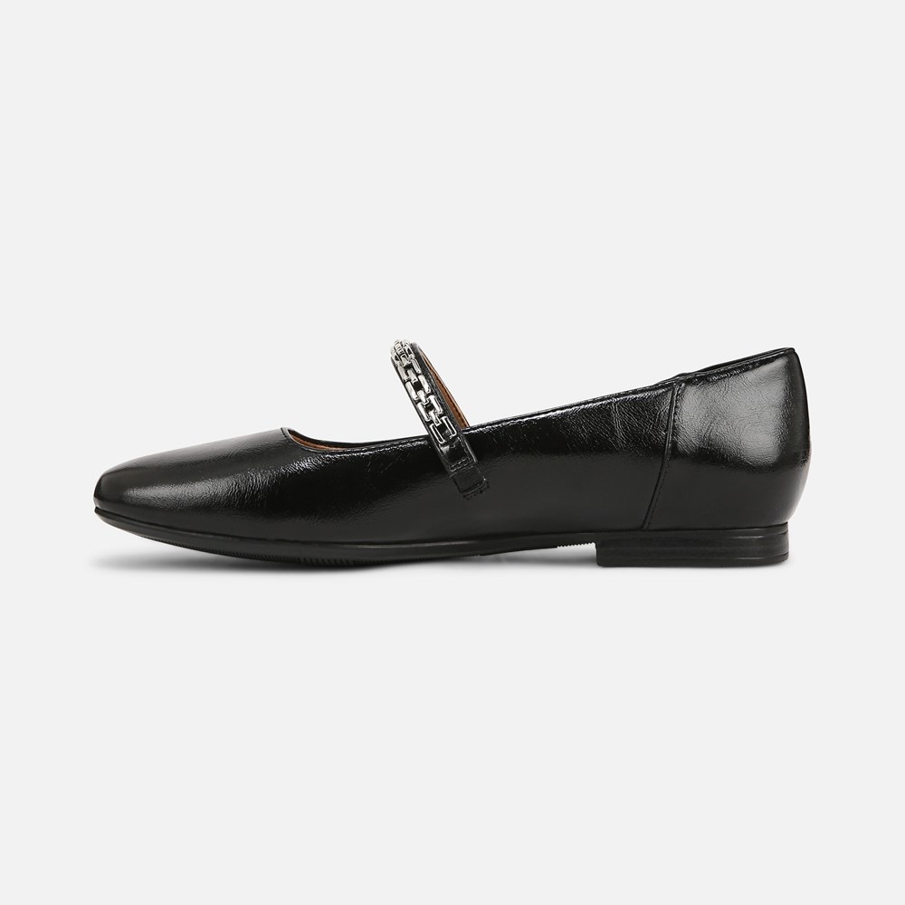 Naturalizer Kelly Chain Mary Jane Flat - Black Faux Leather Naturalizer Kelly Chain Mary Jane Flat - Black Faux Leather
