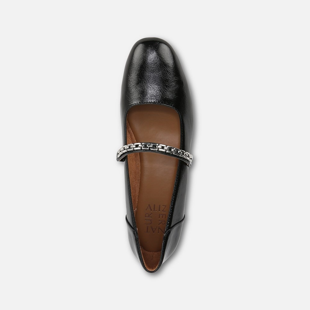 Naturalizer Kelly Chain Mary Jane Flat - Black Faux Leather Naturalizer Kelly Chain Mary Jane Flat - Black Faux Leather