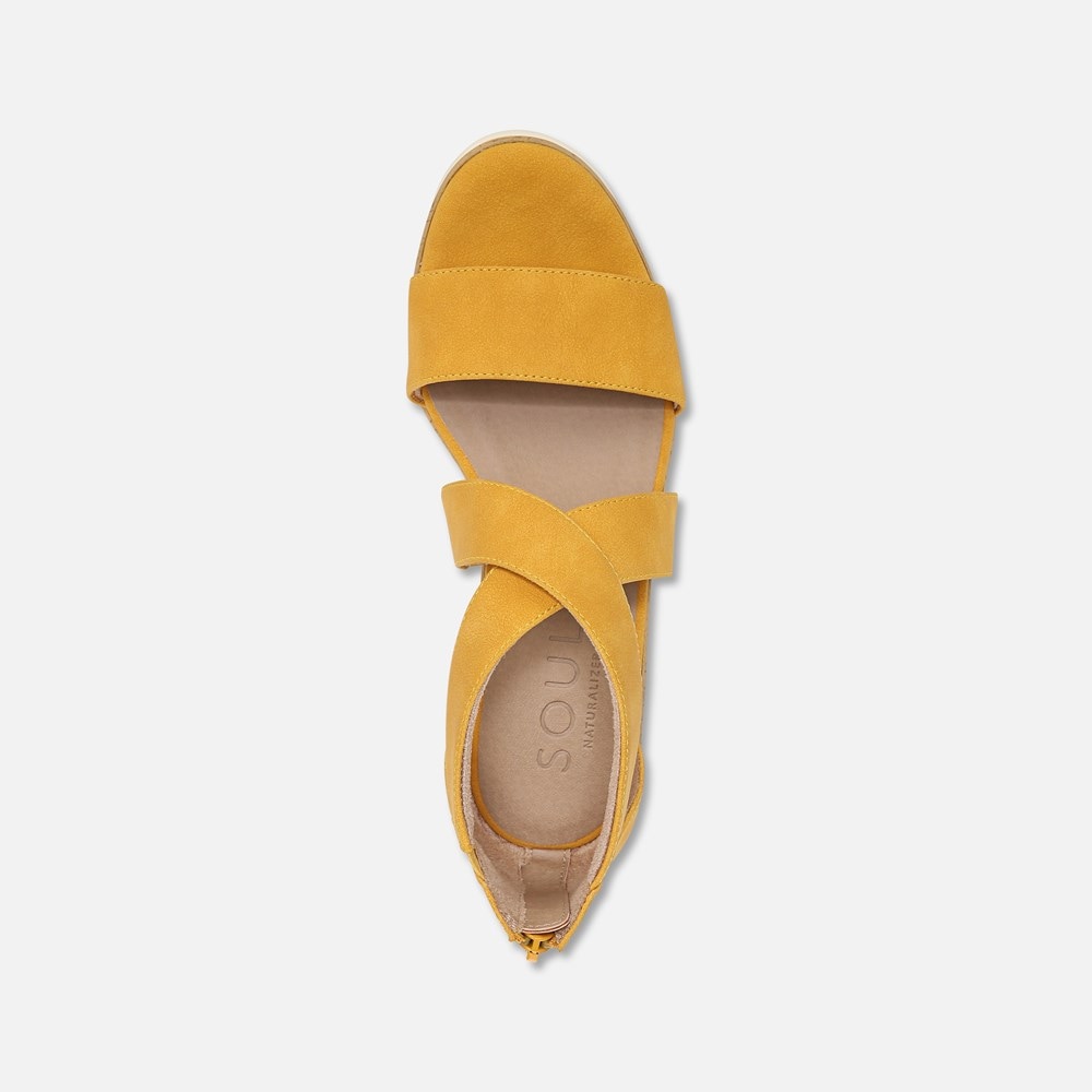 Naturalizer Soul Goodtimes Wedge Sandal - Yellow Synthetic Naturalizer Soul Goodtimes Wedge Sandal - Yellow Synthetic