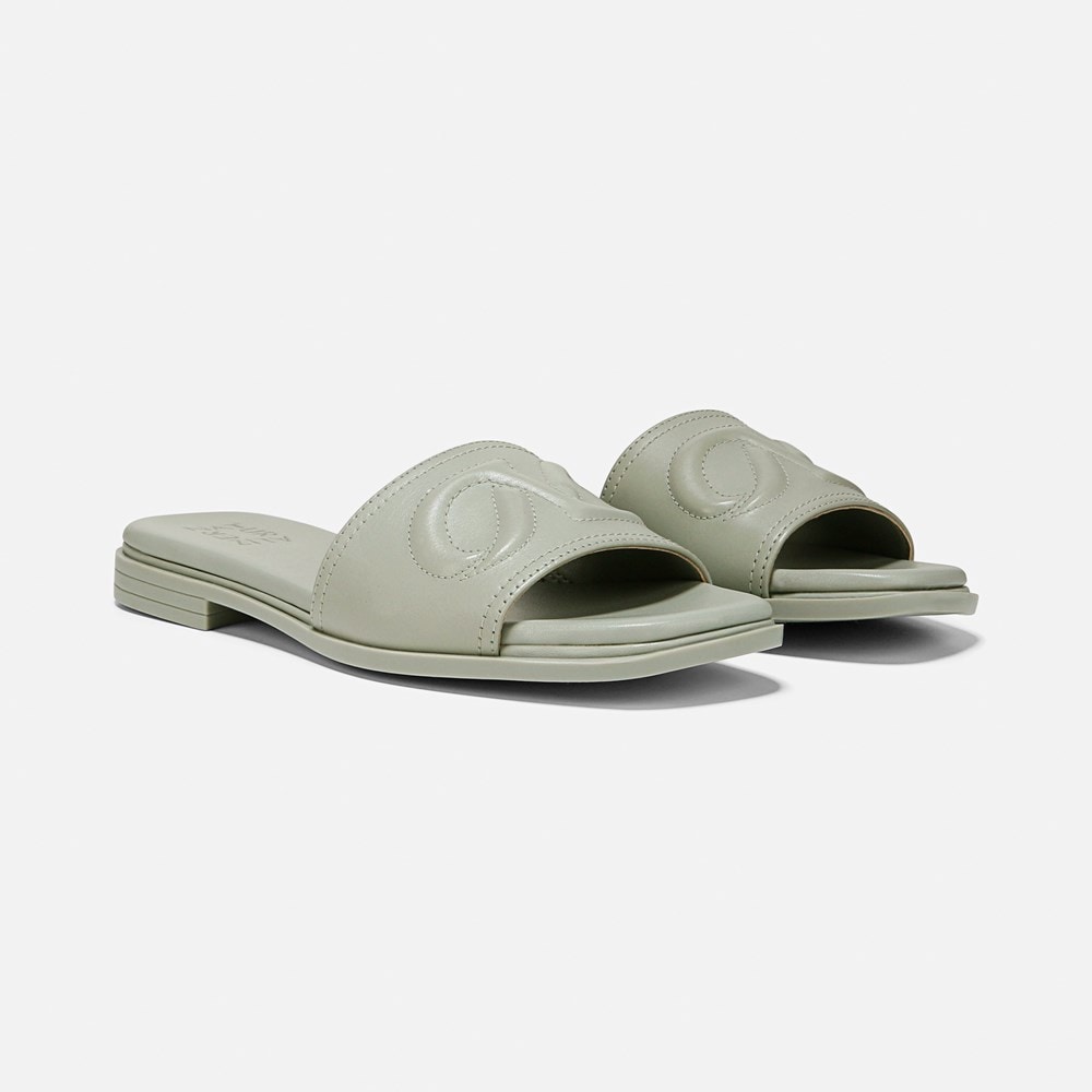 Naturalizer Genevieve Slide Sandal - Pistachio Green Leather Naturalizer Genevieve Slide Sandal - Pistachio Green Leather