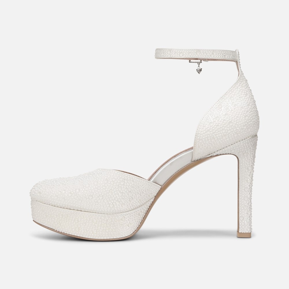 Naturalizer Rak Ankle Strap Dress Shoe - Silk White Fabric Naturalizer Rak Ankle Strap Dress Shoe - Silk White Fabric