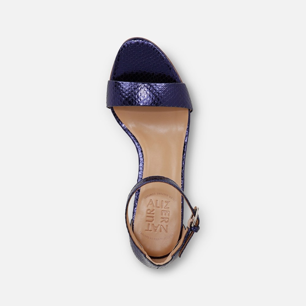 Naturalizer Limited Edition Vera Dress Sandal - Future Dusk Blue Metallic Snake Print Leather