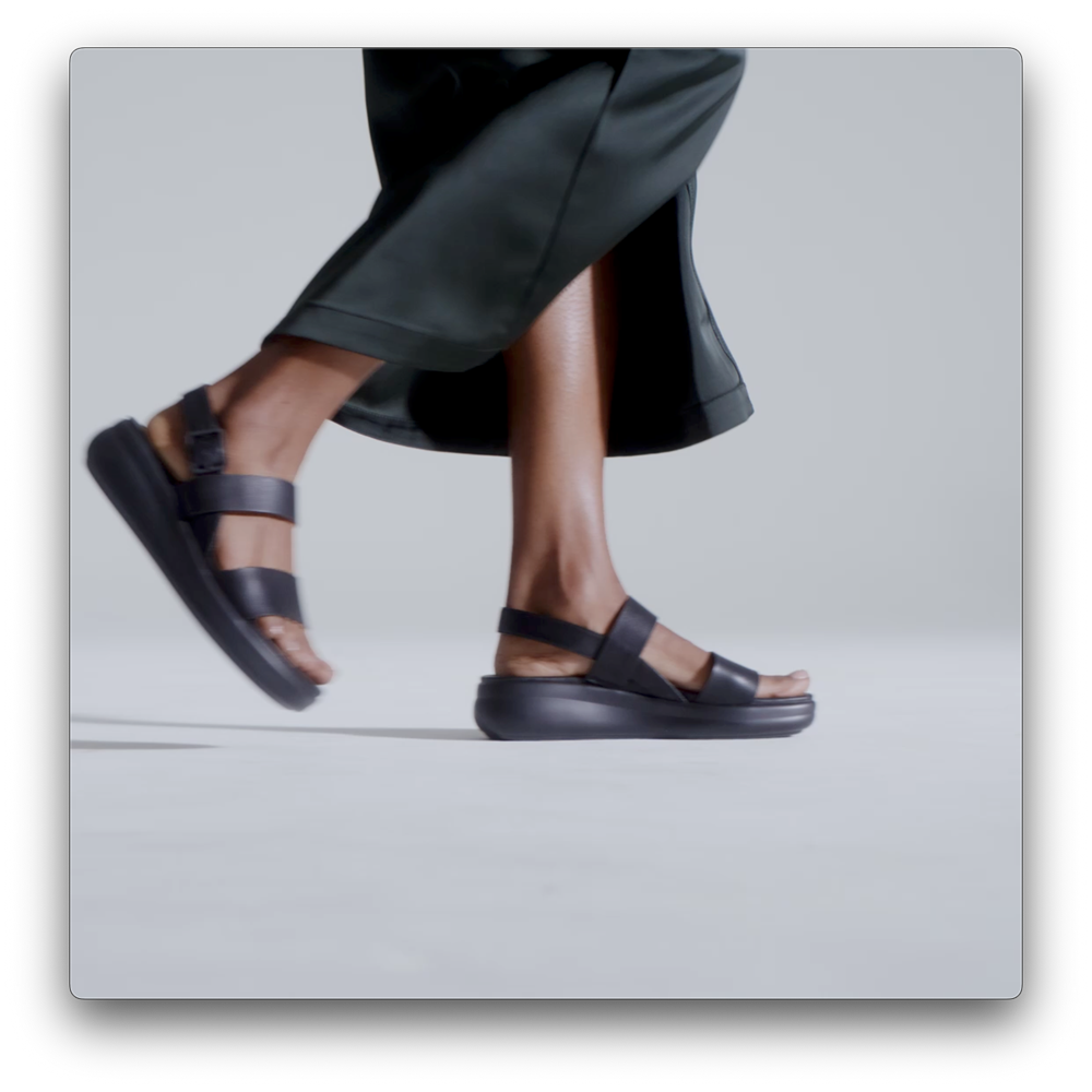 Naturalizer Coast Wedge Sandal - Tumbled Black Faux Leather