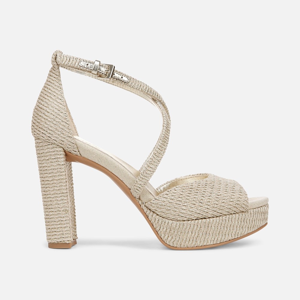 Naturalizer Melody Dress Sandal - Light Tan Metallic Woven Fabric Naturalizer Melody Dress Sandal - Light Tan Metallic Woven Fabric