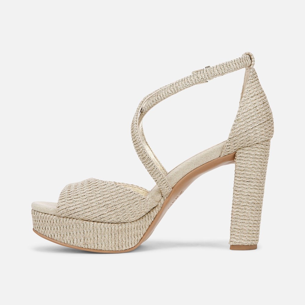Naturalizer Melody Dress Sandal - Light Tan Metallic Woven Fabric Naturalizer Melody Dress Sandal - Light Tan Metallic Woven Fabric