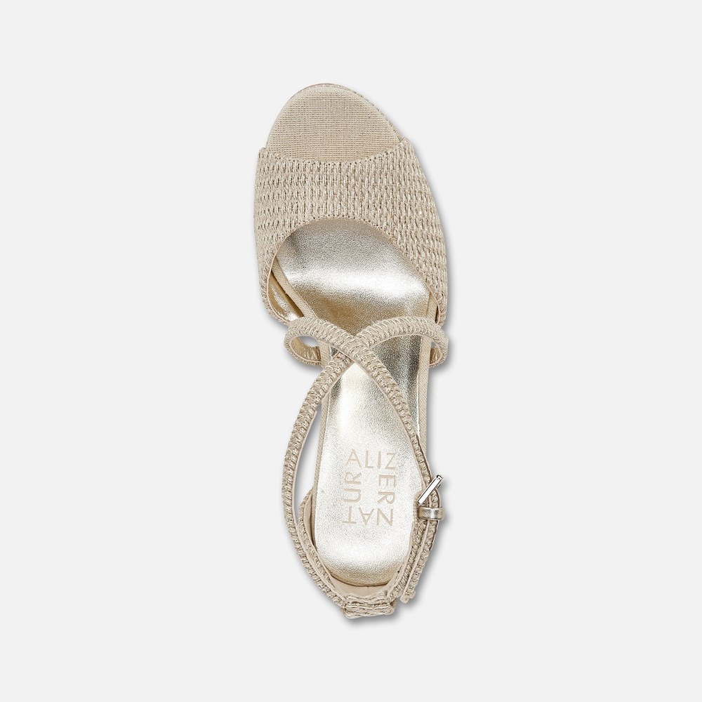 Naturalizer Melody Dress Sandal - Light Tan Metallic Woven Fabric Naturalizer Melody Dress Sandal - Light Tan Metallic Woven Fabric