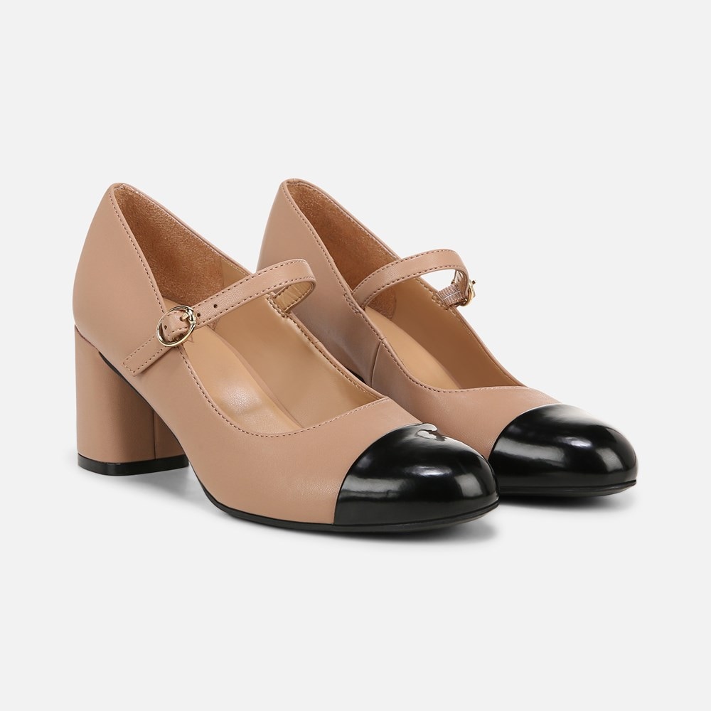 Naturalizer Lovable Mary Jane - Taupe / Black Faux Leather